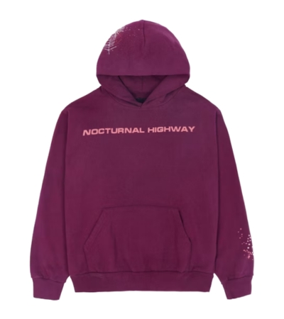 Sp5der Nocturnal Highway Dark Purple Hoodie